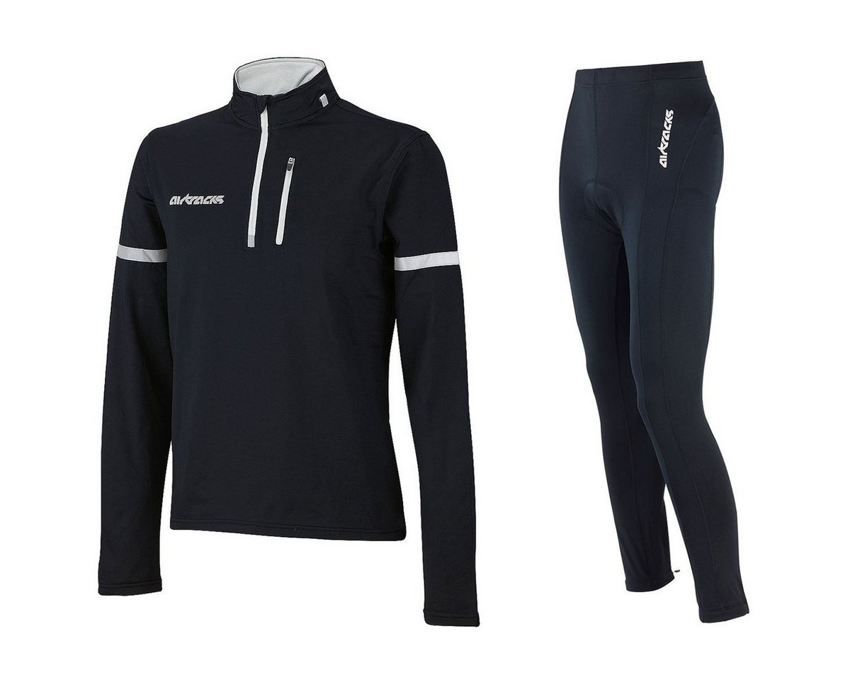 Airtracks Fahrradhose Herren Thermo Radtrikot Set (Fahrradtrikot Set, 2-tlg) Fahrradhose lang + Fahrradtrikot Langarm für Herbst-Winter, » S M L XL XXL XXXL « von Airtracks