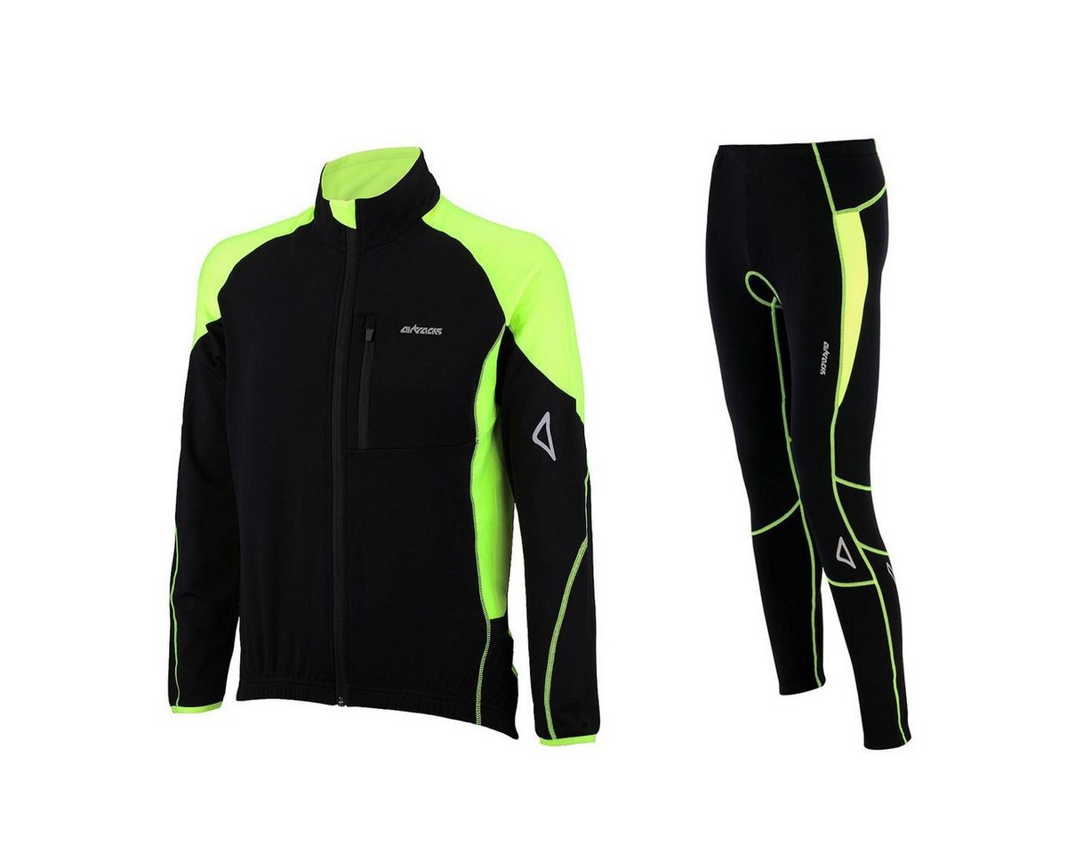 Airtracks Fahrradhose Herren Thermo Radtrikot Set Pro T (Fahrradtrikot Set, 2-tlg., Fahrradhose lang + Fahrradtrikot Langarm für Herbst-Winter) » S M L XL XXL XXXL « von Airtracks