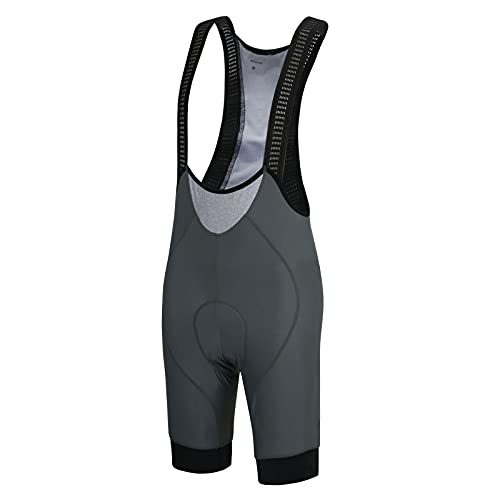 Airtracks Herren Fahrradhose Kurz Trägerhose Radhose mit Trägern Pro Team Line BIB Kurze Radlerhose 3D Coolmax Gepolstert Atmungsaktiv Reflektoren S M L XL XXL 3XL 4XL - grau - XXXL von Airtracks