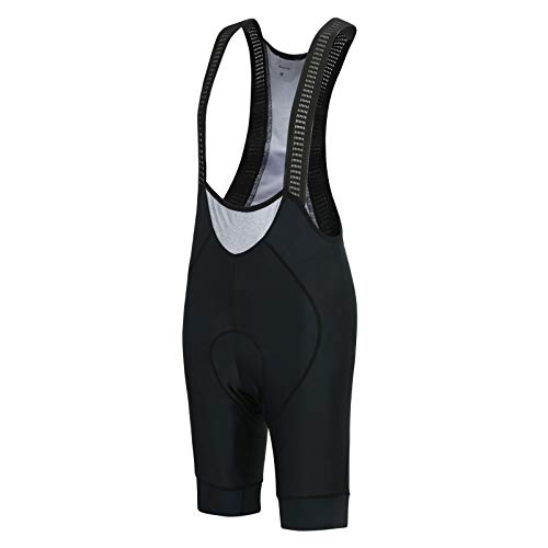 Airtracks Herren Fahrradhose Kurz Trägerhose Radhose mit Trägern Pro Team Line BIB Kurze Radlerhose 3D Coolmax Gepolstert Atmungsaktiv Reflektoren S M L XL XXL 3XL 4XL - schwarz - L von Airtracks