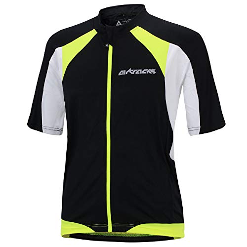 Airtracks Herren Fahrradtrikot Kurzarm PRO T Radtrikot Jersey Bike Radler Shirt Atmungsaktiv Schnelltrocknend Reflektierend Größen XS S M XL XXL XXXL XXXXL (schwarz-weiß, M) von Airtracks