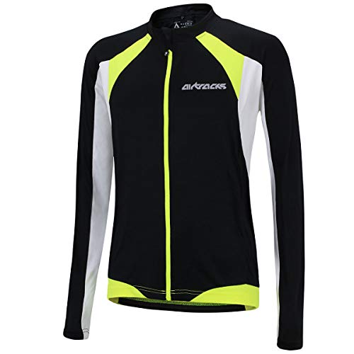 Airtracks Fahrradtrikot Langarm Pro T - Radtrikot - Jersey - Reißverschluss - Atmungsaktiv - Schnelltrocknend - Reflektoren (schwarz-weiß, L) von Airtracks