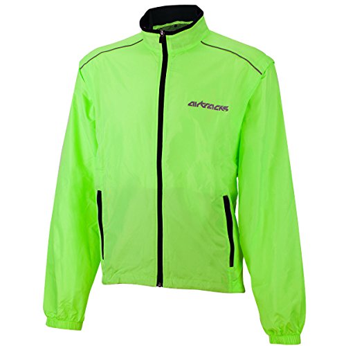 Airtracks Herren Fahrradjacke Laufjacke Abnehmbaren Ärmeln Radjacke Weste Laufweste Pro Air Winddicht Wasserabweisend Atmungsaktiv Reflektierend Xs S M L XL XXL XXXL XXXXl 3Xl 4Xl - neon - M von Airtracks