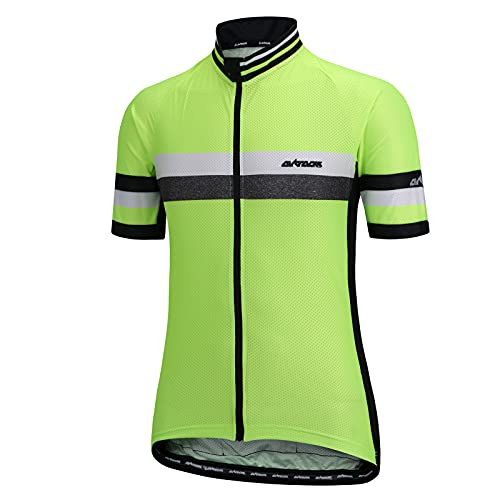 Airtracks Herren Fahrradtrikot Kurzarm Pro Line Radtrikot Jersey Bike Shirt Atmungsaktiv Schnelltrocknend Reflektierend Größen XS S M XL XXL - neon - L von Airtracks