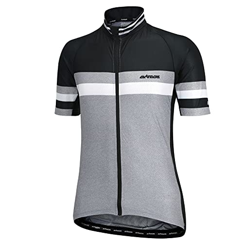 Airtracks Herren Fahrradtrikot Kurzarm Pro Line Radtrikot Jersey Bike Shirt Atmungsaktiv Schnelltrocknend Reflektierend Größen XS S M XL XXL - schwarz-grau - XXXL von Airtracks