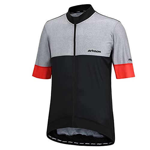 Airtracks Herren Fahrradtrikot Kurzarm Radtrikot Jersey Bike Shirt Atmungsaktiv Schnelltrocknend Reflektierend Größen XS S M XL XXL - schwarz-grau - XL von Airtracks