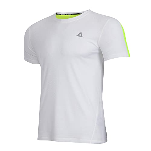 Airtracks Herren Funktions Laufshirt Kurzarm Pro Line Running T-Shirt Trainingsshirt für Männer Funktionsshirt Sportshirt Fitness Kurzarmshirt S M L XL XXL 3XL 4XL - Weiss-neon - XXL von Airtracks