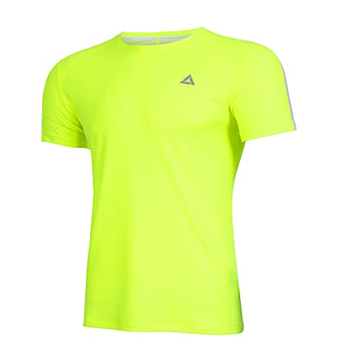 Airtracks Herren Funktions Laufshirt Kurzarm Pro Line Running T-Shirt Trainingsshirt für Männer Funktionsshirt Sportshirt Fitness Kurzarmshirt S M L XL XXL 3XL 4XL - neon-Weiss - M von Airtracks