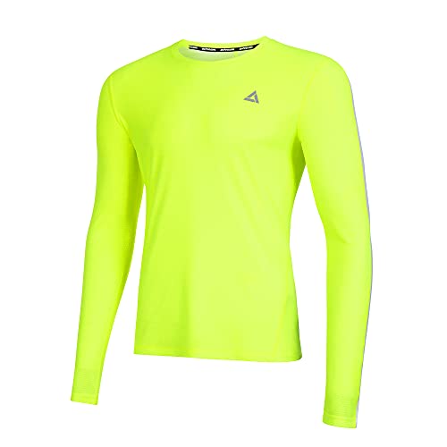 Airtracks Herren Laufshirt Langarm Top Pro Line Running T-Shirt Trainingsshirt für Männer Funktionsshirt Sportshirt Fitness Jogging Shirt S M L XL XXL XXXL XXXXL 3XL 4XL - neon-Weiss - M von Airtracks