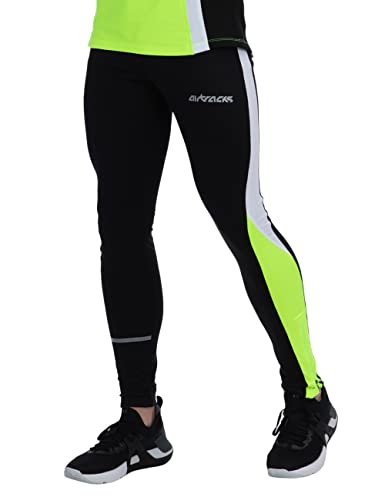 Airtracks Herren Laufhose Lang Jogginghose Trainingshose Jogginghose Fitnesshose Leggings Fahrradhose - schwarz - neon - M - Herren von Airtracks