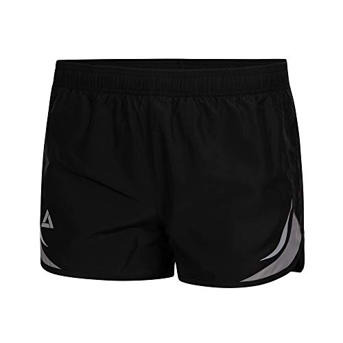 Airtracks Herren Funktions Laufhose Kurz Comfort Line Laufshorts Kurze Hose Sporthose für Männer Jogginghose Atmungsaktiv Schnelltrocknend S M L XL XXL XXXL XXXXL 3XL 4XL - schwarz-grau - L von Airtracks