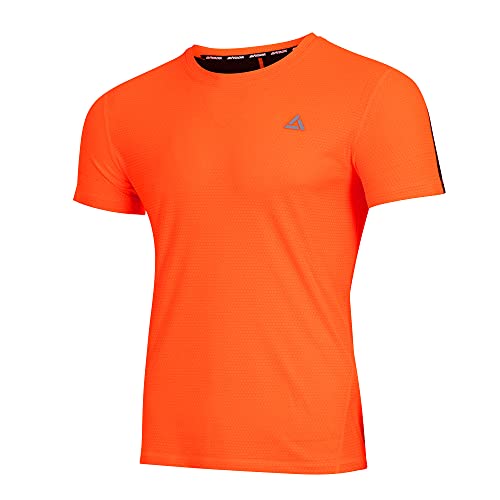 Airtracks Herren Funktions Laufshirt Kurzarm Pro Line Running T-Shirt Trainingsshirt für Männer Funktionsshirt Sportshirt Fitness Kurzarmshirt S M L XL XXL 3XL 4XL - orange-schwarz - L von Airtracks