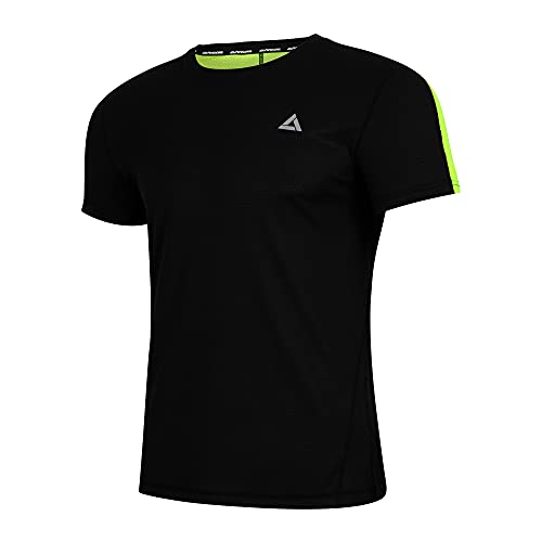 Airtracks Herren Funktions Laufshirt Kurzarm Pro Line Running T-Shirt Trainingsshirt für Männer Funktionsshirt Sportshirt Fitness Kurzarmshirt S M L XL XXL 3XL 4XL - schwarz-neon - XL von Airtracks