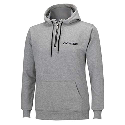 Airtracks Herren Crew Team Sweater Sweatshirt mit Doppellagige Kapuze, Zugband und Reissverschluss Pullover Pulli/Grau Melange - XL von Airtracks