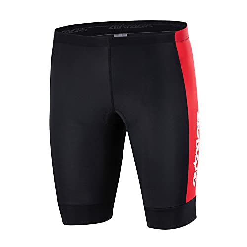 Airtracks Herren Fahrradhose Kurz Radhose Pro Line Kurze MTB Radlerhose Mountainbike 3D Coolmax Gepolstert Atmungsaktiv Reflektoren S M L XL XXL 3XL 4XL - schwarz-rot - M von Airtracks