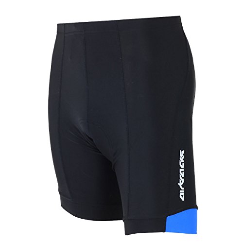 Airtracks Herren Fahrradhose Kurz Radhose Team Kurze MTB Radlerhose Mountainbike 3D Coolmax Gepolstert Atmungsaktiv Reflektoren S M L XL XXL XXXL XXXXL - schwarz-blau - XXL von Airtracks