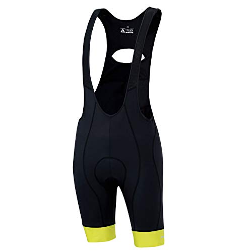 Airtracks Herren Fahrradhose Kurz Trägerhose Radhose mit Trägern Comfort Line BIB Kurze Radlerhose 3D Coolmax Gepolstert Atmungsaktiv Reflektoren S M L XL XXL 3XL 4XL - schwarz-neon - XXXL von Airtracks