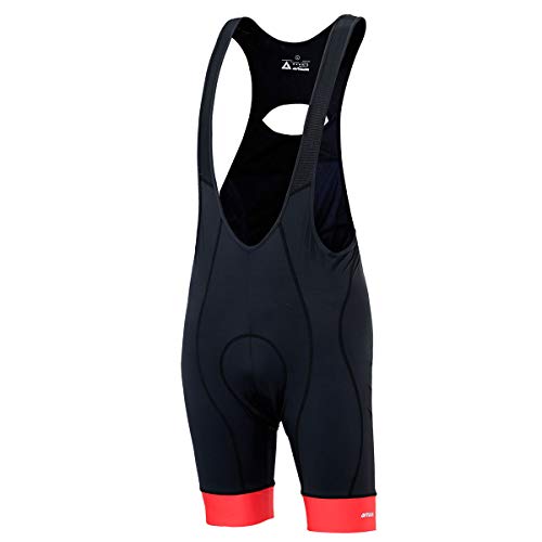 Airtracks Herren Fahrradhose Kurz Trägerhose Radhose mit Trägern Comfort Line BIB Kurze Radlerhose 3D Coolmax Gepolstert Atmungsaktiv Reflektoren S M L XL XXL 3XL 4XL - schwarz-rot - XL von Airtracks