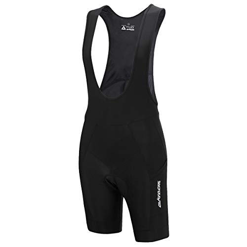 Airtracks Herren Fahrradhose Kurz Trägerhose Radhose mit Trägern Pro BIB Kurze Radlerhose 3D Coolmax Gepolstert Atmungsaktiv Reflektoren S M L XL XXL 3XL 4XL - Schwarz XXXL von Airtracks