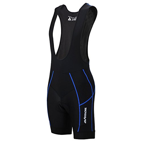 Airtracks Herren Fahrradhose Kurz Trägerhose Radhose mit Trägern Pro BIB Kurze Radlerhose 3D Coolmax Gepolstert Atmungsaktiv Reflektoren S M L XL XXL 3XL 4XL - schwarz-blau - XL von Airtracks