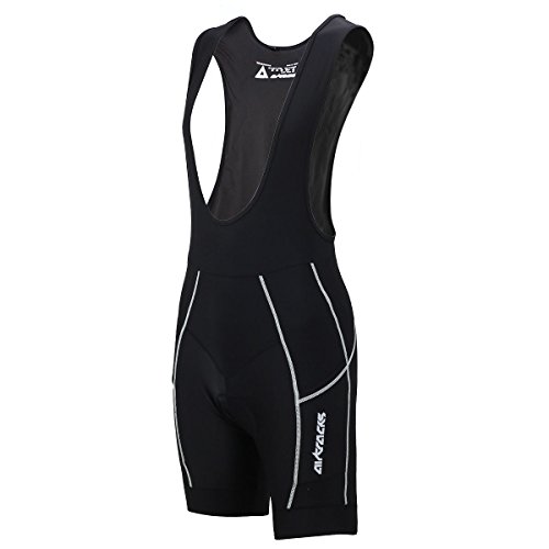 Airtracks Herren Fahrradhose Kurz Trägerhose Radhose mit Trägern Pro BIB Kurze Radlerhose 3D Coolmax Gepolstert Atmungsaktiv Reflektoren S M L XL XXL 3XL 4XL - schwarz-grau - XXL von Airtracks