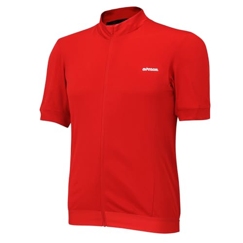 Airtracks Herren Fahrradtrikot Kurzarm Air Tech II Radtrikot Jersey Bike Shirt Atmungsaktiv Schnelltrocknend Reflektierend Größen XS S M XL XXL - rot - XXXL von Airtracks