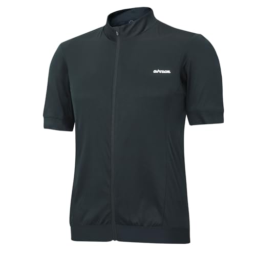 Airtracks Herren Fahrradtrikot Kurzarm Air Tech II Radtrikot Jersey Bike Shirt Atmungsaktiv Schnelltrocknend Reflektierend Größen XS S M XL XXL - schwarz - M von Airtracks