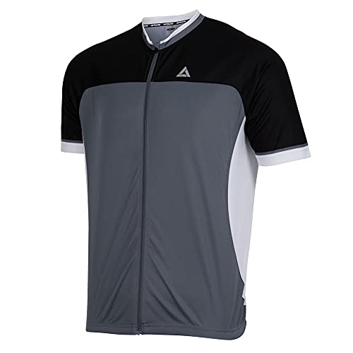 Airtracks Herren Fahrradtrikot Kurzarm Pro T II Radtrikot Jersey Bike Shirt Atmungsaktiv Schnelltrocknend Reflektierend Größen XS S M XL XXL - grau-schwarz - S von Airtracks