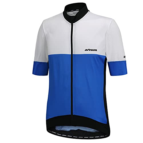 Airtracks Herren Fahrradtrikot Kurzarm Pro Team Line III Radtrikot Jersey Bike Shirt Atmungsaktiv Schnelltrocknend Reflektierend Größen XS S M XL XXL - blau-weiß - XXXL von Airtracks