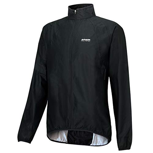 Airtracks Herren Regenjacke Fahrradjacke Laufjacke wasserdichte Jacke Radlerjacke Radjacke Wasserdicht Winddicht Windstopper Atmungsaktiv Reflektierend - schwarz - L von Airtracks