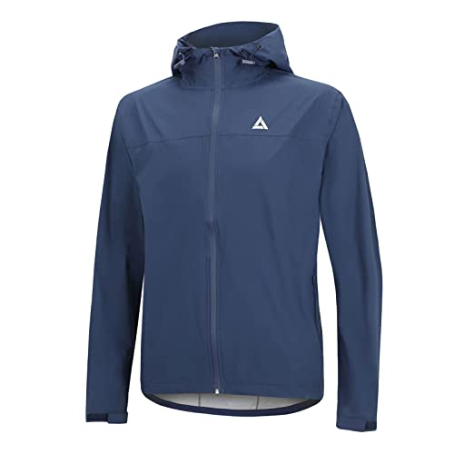 Airtracks Herren Regenjacke mit Kapuze Pro Line Fahrradjacke Laufjacke Jacke Radlerjacke Radjacke Wasserdicht Atmungsaktiv S M L Xl XXl XXXL XXXXL 3XL 4X - navy-blau - M von Airtracks
