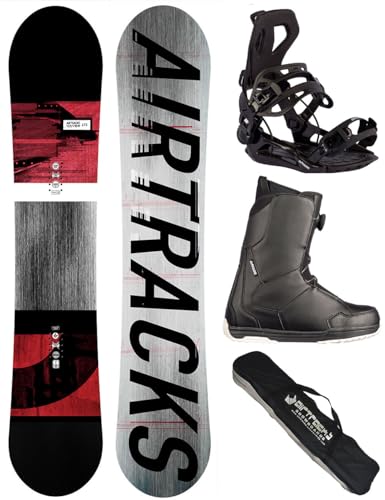 Airtracks Herren Snowboard Set Freestyle Freeride Board Waves Camber Wide 159 - Snowboard Bindung Master - Boots Strong ATOP 43 - SB Bag von Airtracks