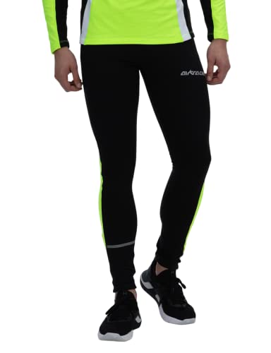 Airtracks Herren Thermo Funktions Laufhose Lang - Winter Running Tight - Warm - Atmungsaktiv - Reflektoren - schwarz - neon - XXXL - Herren von Airtracks