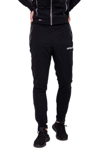 Airtracks Herren Thermo Laufhose Lang Pro Team - Winter Funktions Running Pants - Warm - Atmungsaktiv - Reflektoren - schwarz-Silber - XL von Airtracks