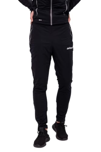 Airtracks Herren Thermo Laufhose Lang Pro Team - Winter Funktions Running Pants - Warm - Atmungsaktiv - Reflektoren - schwarz-Silber - XXXL von Airtracks
