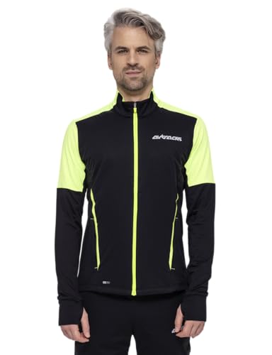 Airtracks Herren Thermo Laufshirt Langarm Pro Line Winter Sweatshirt Fleece Funktionsshirt Sport Langarmshirt - schwarz-neon - XXL von Airtracks