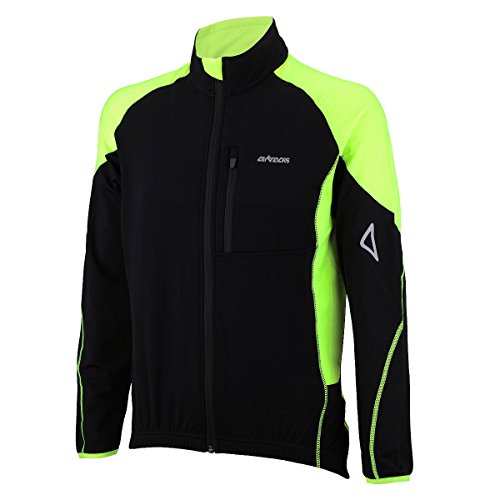 Airtracks Herren Winter Fahrradtrikot Langarm Pro-T Thermo Funktions Radtrikot Warm Fleece Reflektoren Full Zip - Schwarz-Neon - XXXL von Airtracks