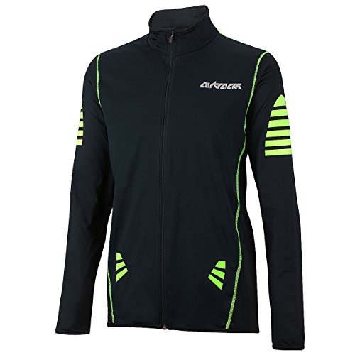 Airtracks Herren Winter Fahrradtrikot Langarm Pro Thermo Funktions Radtrikot Windstopper Warm Fleece -schwarz-neon - XXL von Airtracks