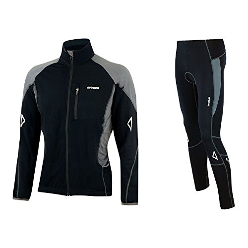 Airtracks Herren Winter Fahrradtrikot Langarm Set Pro-T - Thermo Fahrradhose Lang - Thermo Radtrikot Langarm Atmungsaktiv Reflektoren Wram Fleece -Schwarz-Grau - XXXL Airtracks Herren Winter Fahrradtrikot Langarm Set Pro-T - Thermo Fahrradhose Lang - Thermo Radtrikot Langarm Atmungsaktiv Reflektoren Wram Fleece -Schwarz-Grau - XXXL von Airtracks