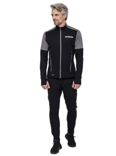 Airtracks Herren Winter Laufset Thermo Pro Line Laufhose Lang Laufshirt Langarm Sweatshirt Fleece Funktionsshirt Sport Langarmshirt Jogginghose Leggins - schwarz-grau - XXL von Airtracks