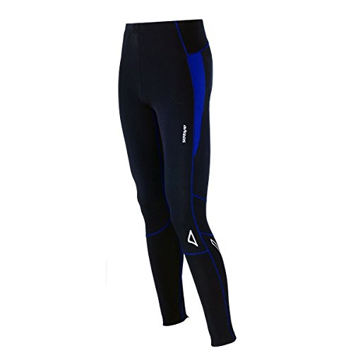 Airtracks Herren Winter Thermo Laufhose Lang Jogginghose Trainingshose Jogginghose Fitnesshose Leggings Fahrradhose - schwarz-blau - L von Airtracks