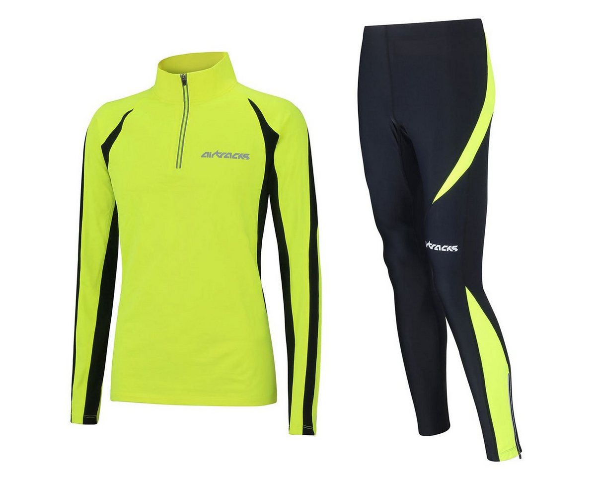 Airtracks Lauftights Damen Thermo Laufset Pro: Funktions Laufshirt Langarm + Laufhose Lang (Laufset, 2-tlg) Laufbekleidung mit warme Thermoqualität, bei kaltem Wetter Herbst - Winter » S M L Xl XXL XXXL « von Airtracks