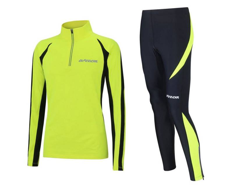 Airtracks Lauftights Damen Thermo Laufset Pro: Funktions Laufshirt Langarm + Laufhose Lang (Laufset, 2-tlg., Laufbekleidung mit Thermoqualität, Herbst - Winter) » S M L XL XXL XXXL « von Airtracks