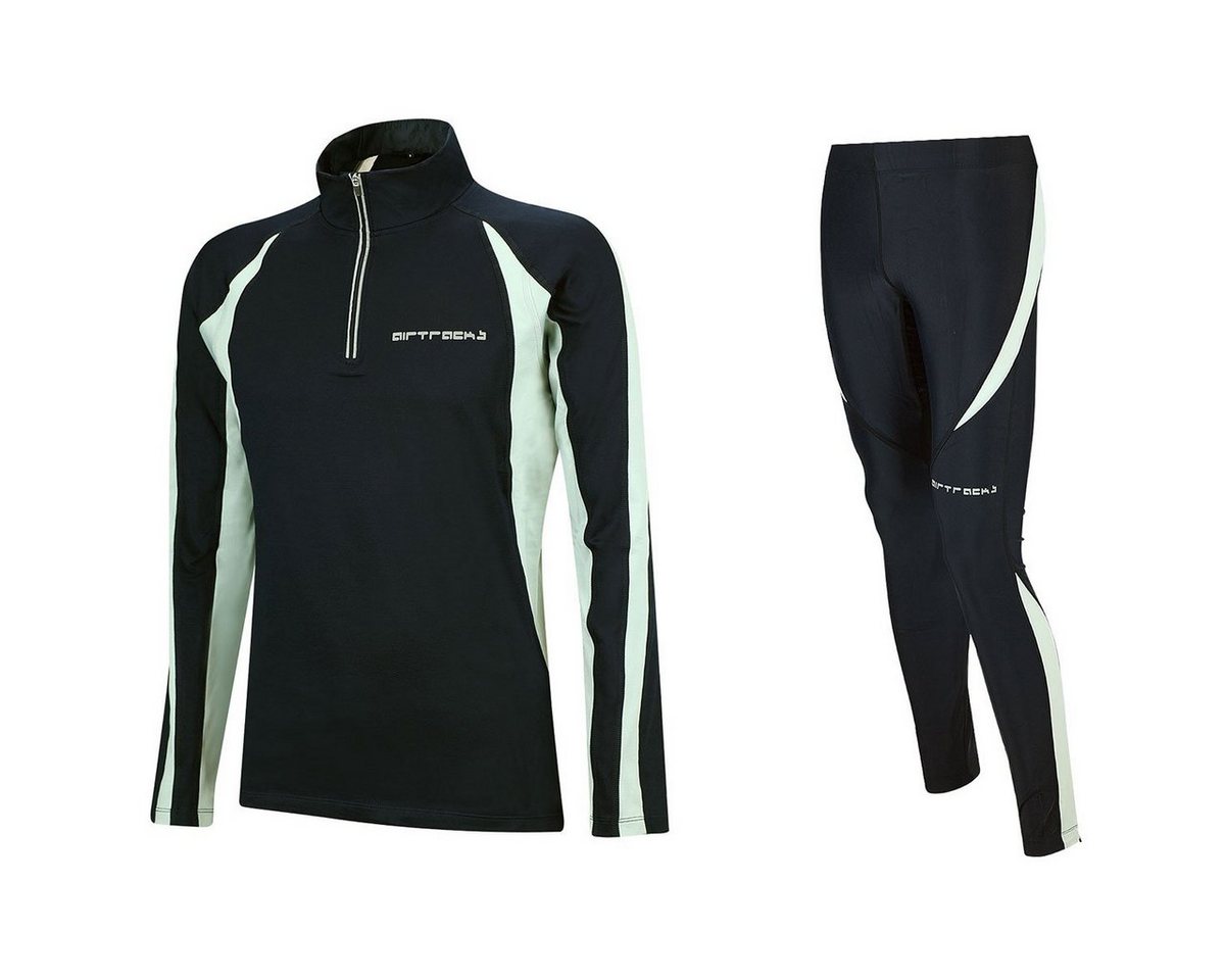 Airtracks Lauftights Damen Thermo Laufset Pro: Funktions Laufshirt Langarm + Laufhose Lang (Laufset, 2-tlg) Laufbekleidung mit warme Thermoqualität, bei kaltem Wetter Herbst - Winter » S M L Xl XXL XXXL « von Airtracks