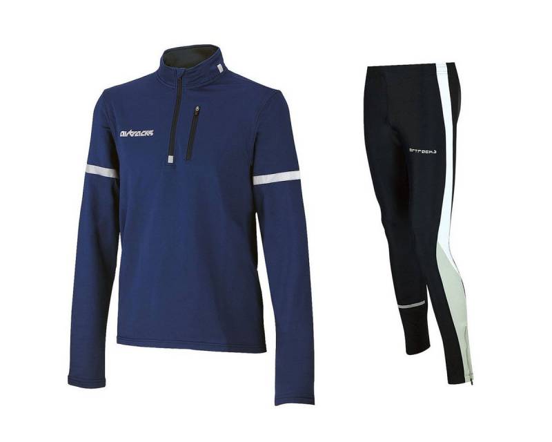 Airtracks Lauftights Herren Thermo Laufset Pro: Thermo Laufshirt Langarm + Laufhose Lang (Laufset, 2-tlg., Laufbekleidung mit thermischer Isolierkraft, Herbst - Winter) » S M L XL XXL XXXL « von Airtracks