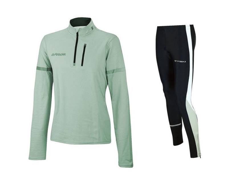 Airtracks Lauftights Herren Thermo Laufset Pro: Thermo Laufshirt Langarm + Laufhose Lang (Laufset, 2-tlg., Laufbekleidung mit thermischer Isolierkraft, Herbst - Winter) » S M L XL XXL XXXL « von Airtracks