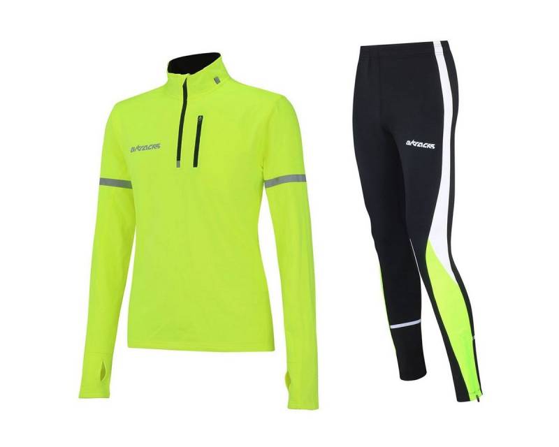 Airtracks Lauftights Herren Thermo Laufset Pro: Thermo Laufshirt Langarm + Laufhose Lang (Laufset, 2-tlg., Laufbekleidung mit thermischer Isolierkraft, Herbst - Winter) » S M L XL XXL XXXL « von Airtracks
