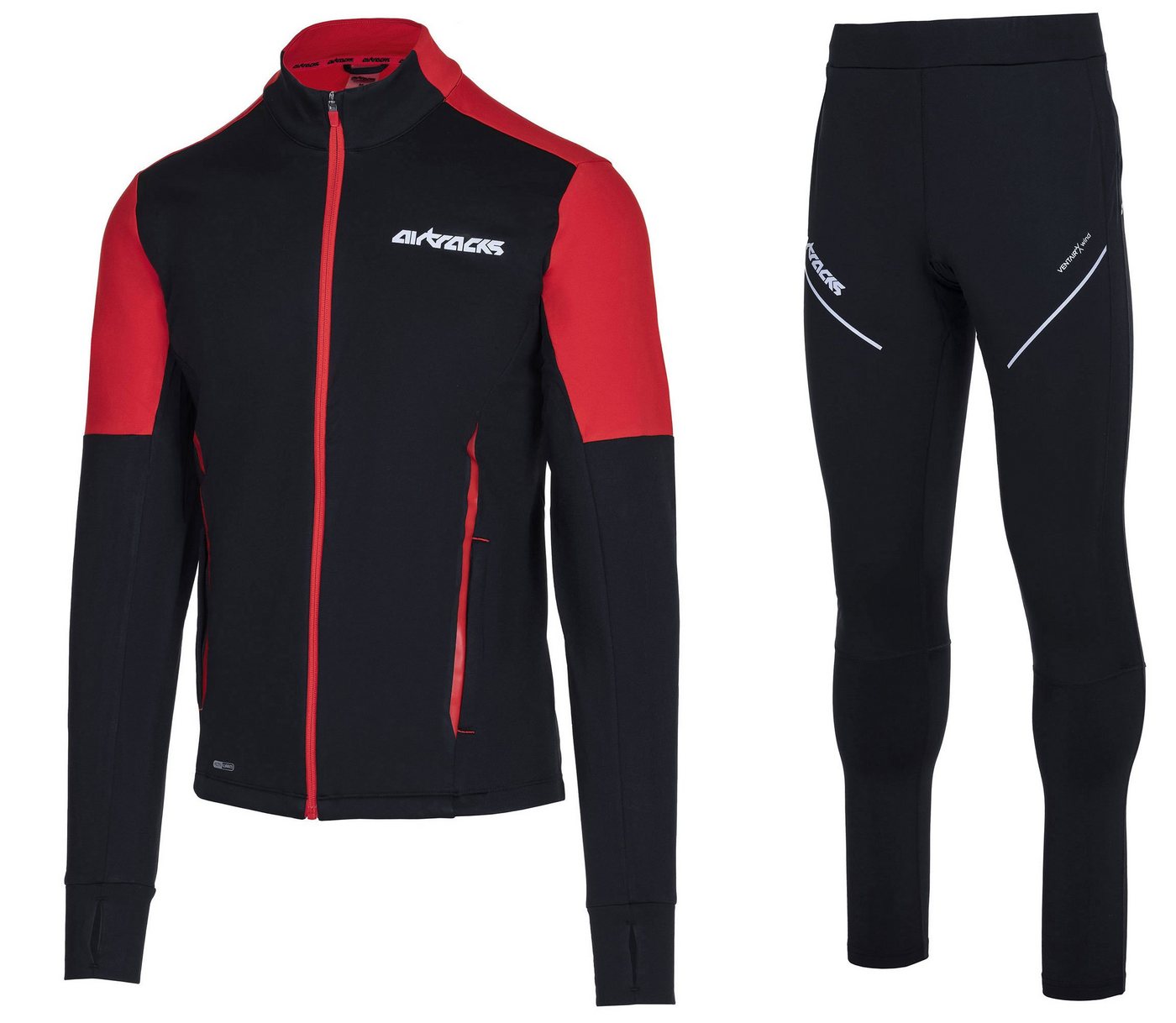 Airtracks Lauftights Winter Herren Laufset Pro Line: Laufshirt Langarm + Hose Lang (Laufbekleidung mit warme Thermoqualität, Laufset 2 -tlg) bei kaltem Wetter Herbst - Winter » S M L Xl XXL XXXL « von Airtracks