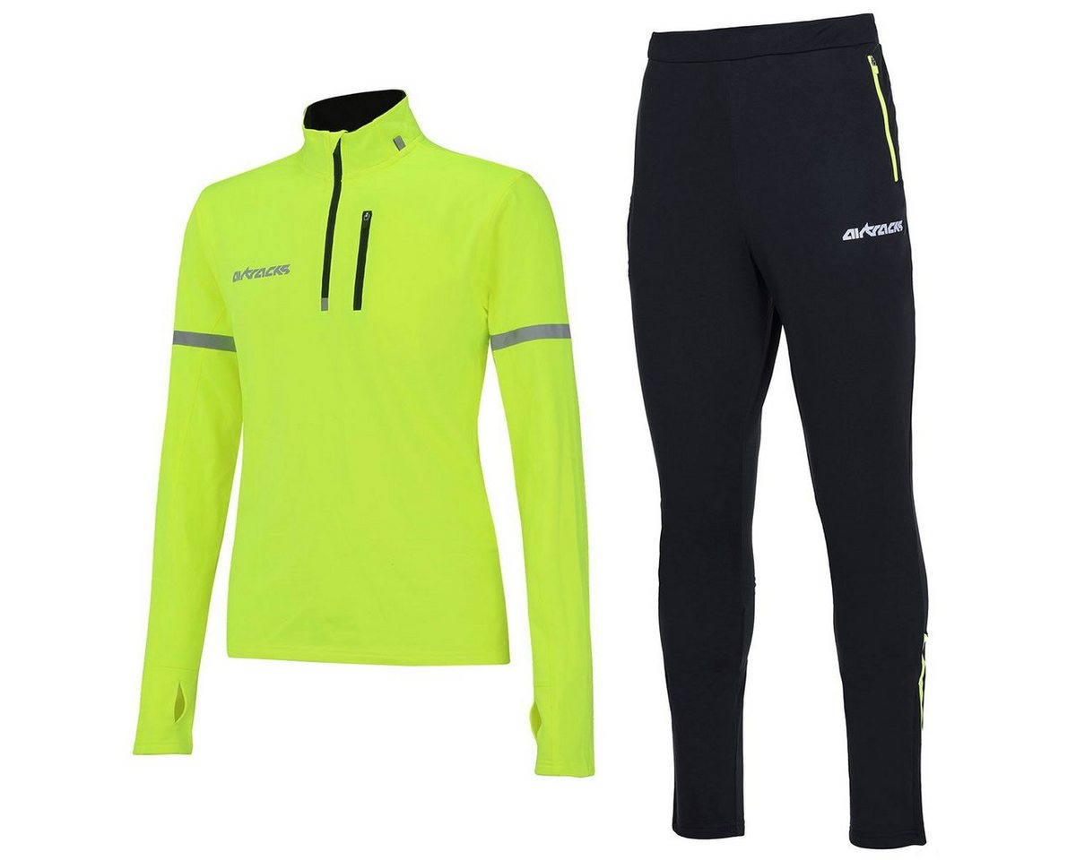 Airtracks Lauftights Winter Laufset: Thermo Tight ProTeam + Laufshirt Langarm (Laufbekleidung mit warme Thermoqualität) bei kaltem Wetter Herbst -Winter » S M L Xl XXL XXXL « von Airtracks