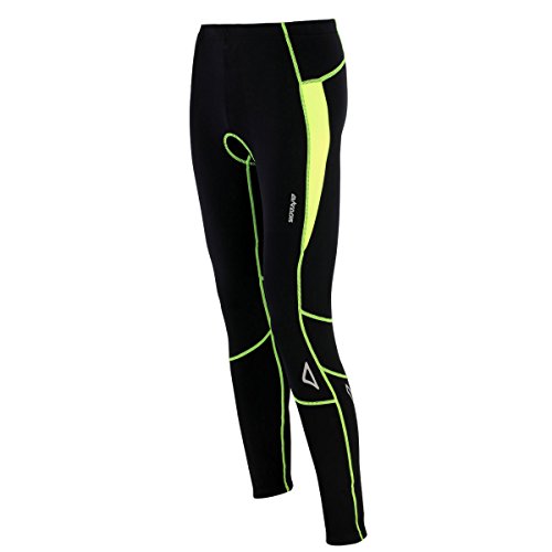 Airtracks Herren Winter Thermo Fahrradhose Lang Pro-T Thermo Hose Radhose Radlerhose Gepolstert Warm -SCHWARZ-NEON - L von Airtracks